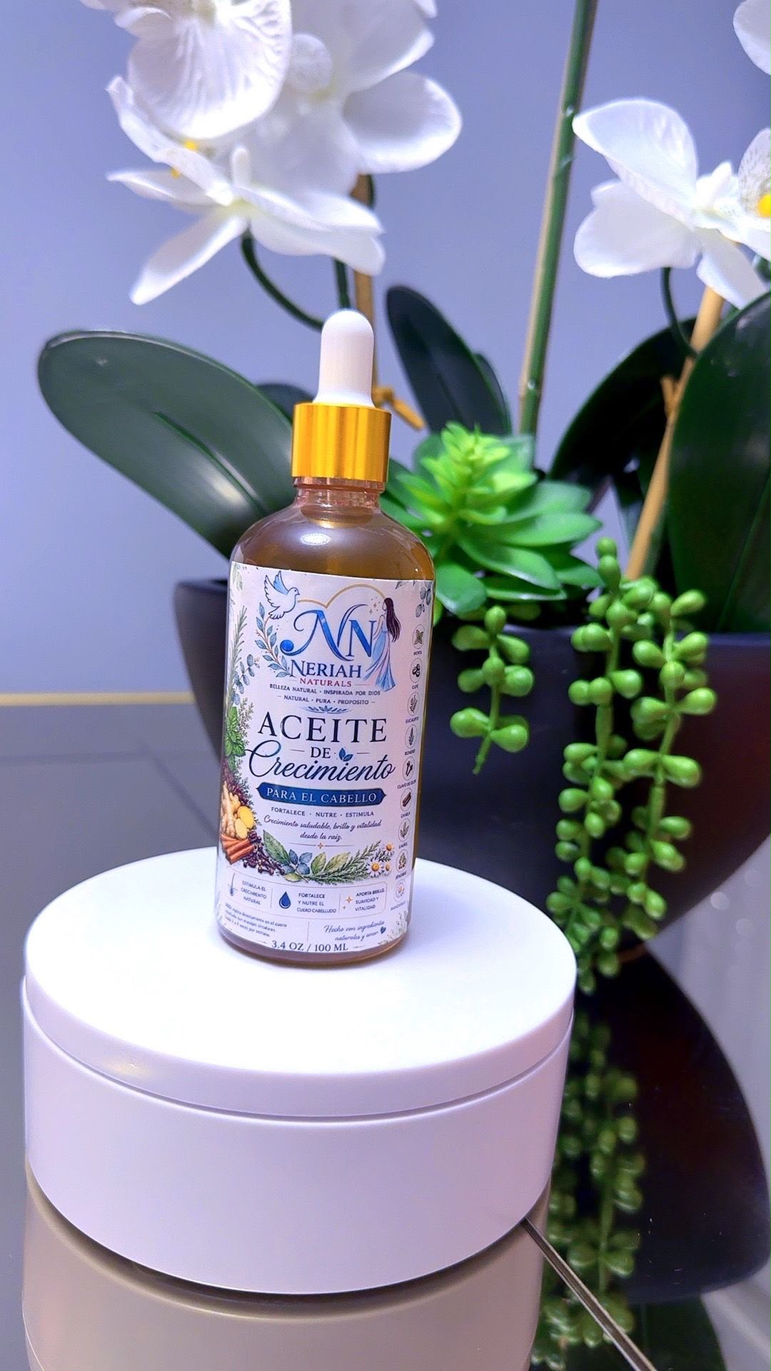 Aceite de crecimiento capilar Neriah Naturals, 3.4 oz